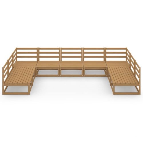 Градински лаундж комплект от 9 части, борово дърво масив