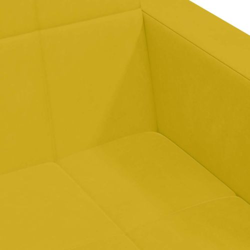 2-местно разтегателно канапе с табуретка, жълто, кадифе