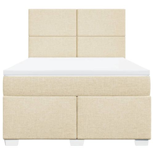 Боксспринг легло с матрак, кремава, 160x200 см, плат