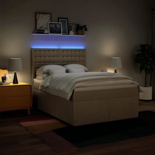 Боксспринг легло с матрак, кремава, 160x200 см, плат