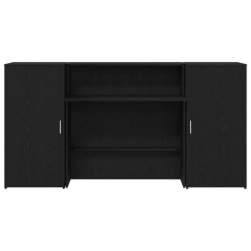 Приемно бюро, черно и дъб, 200x50x103,5 см, инженерно дърво