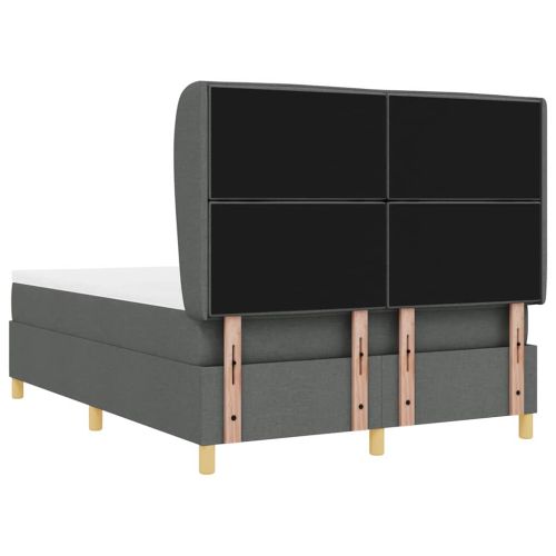 Легло с пружинирана основа Тъмен сив 200 x 160 см текстил