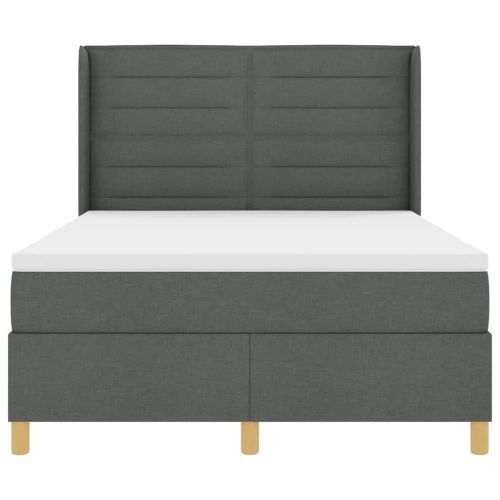 Легло с пружинирана основа Тъмен сив 160 x 200 cm текстил