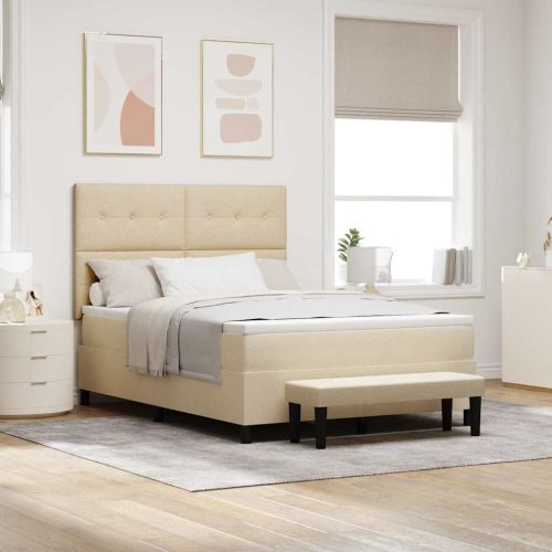 Легло с пружинирана основа с таблото Крем 160 x 200 cm текстил