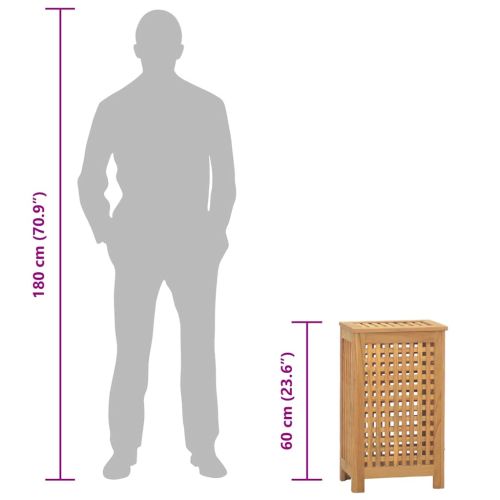 Кош за пране, 35x25x60 см, тиково дърво масив