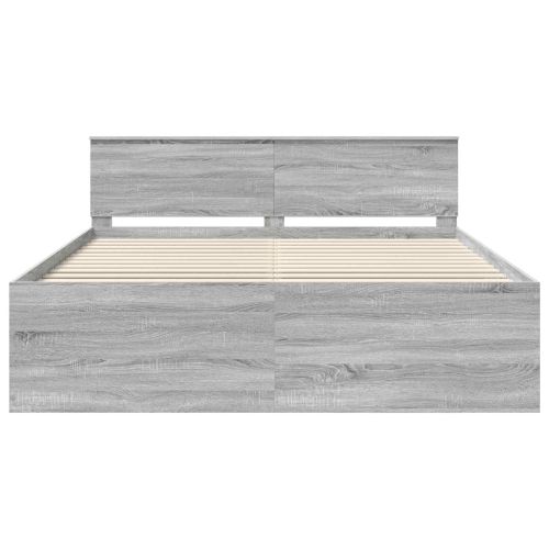 Рамка за легло Сив Сонома 200 x 200 cm Инженерно дърво