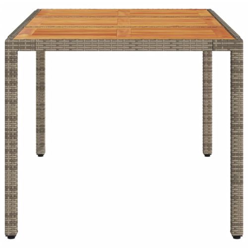 Градинска маса с плот от акация, сиво, 150x90x75 см, полиратан