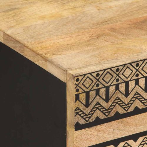 Шкафове за легло 2 бр. черни Масивна груба дървесина Манго