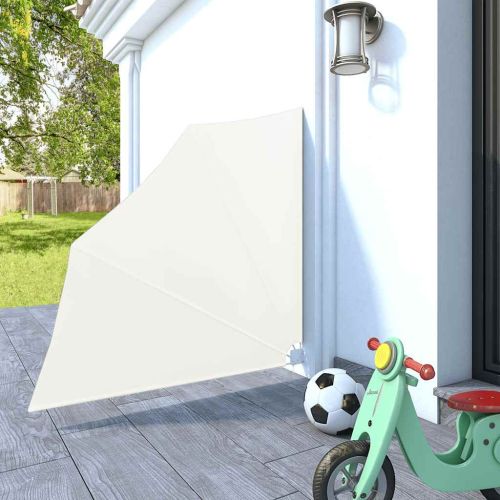 Сгъваема странична тента за балкон, кремава, 140x140 см