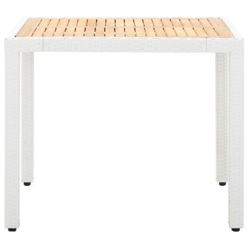 Градински трапезен комплект, 5 части, полиратан, бял