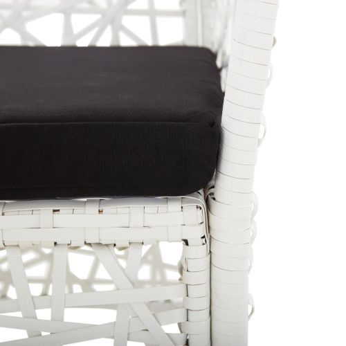 Градински трапезен комплект, 5 части, полиратан, бял