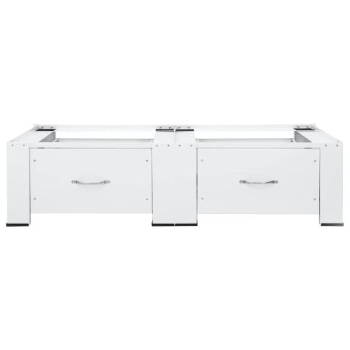 Двойна стойка за пералня и сушилня с чекмеджета, бяла