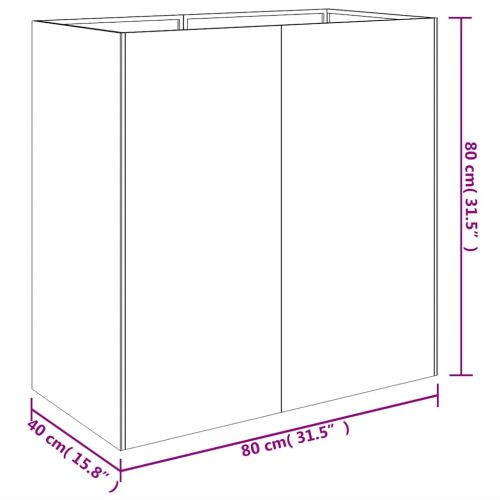 Кашпа, 80x40x80 см, кортенова стомана