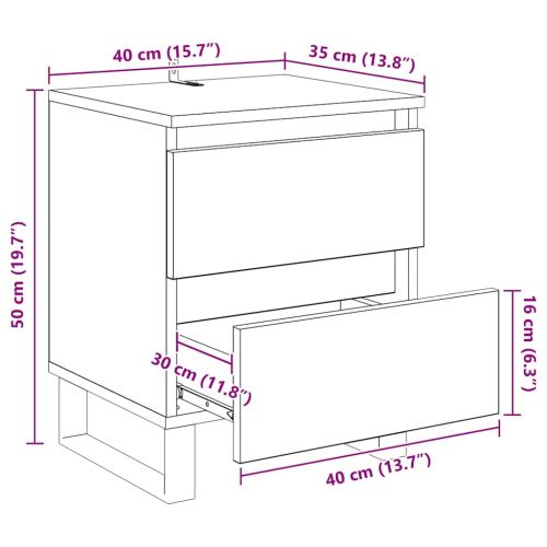 Нощен шкаф с чекмедже Дъб 40 x 35 x 50 см Инженерно дърво