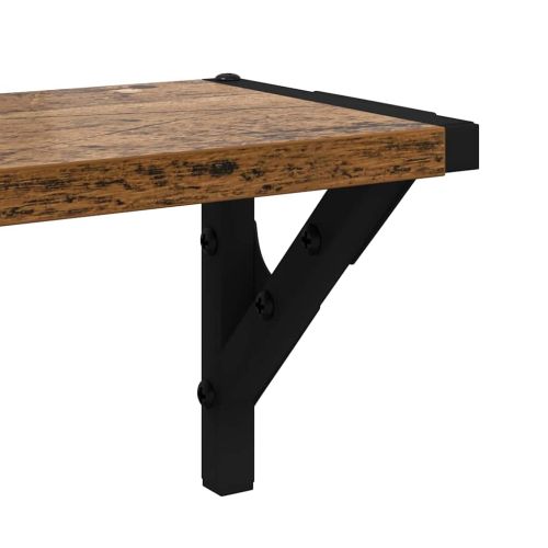 Стени за рафтове с рафт 2 pcs Старо дърво 80 x 15 x 15,5 cm