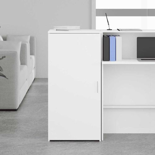 Шкаф за съхранение, бял, 50x45x103,5 cm, инженерно дърво