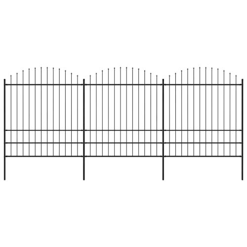 Градинска ограда с връх тип „копие“, стомана, 537x200 см, черна