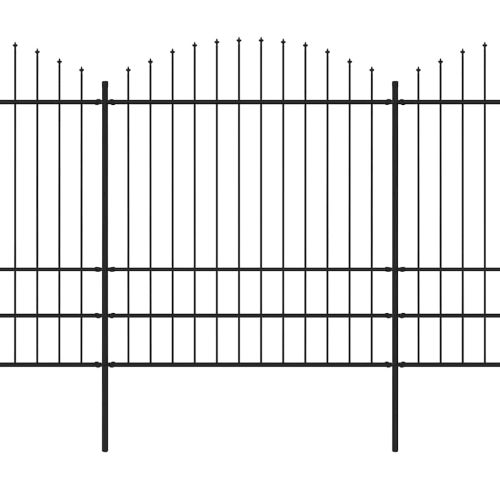Градинска ограда с връх тип „копие“, стомана, 537x200 см, черна