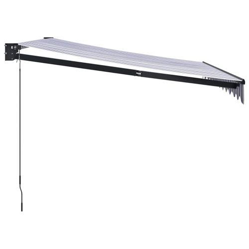 Прибираща се тента синьо и бяло 3x2,5 м плат и алуминий