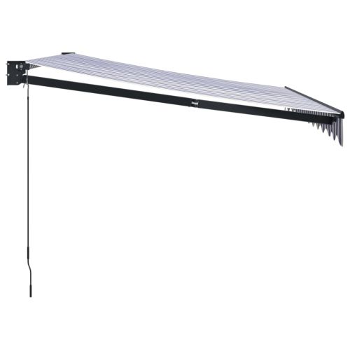 Прибираща се тента синьо и бяло 3,5x2,5 м плат и алуминий