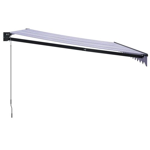 Прибираща се тента синьо и бяло 4x3 м плат и алуминий