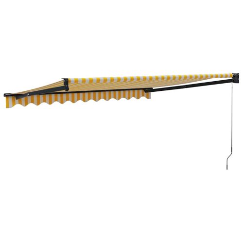 Прибираща се тента жълто и бяло 3x2,5 м плат и алуминий