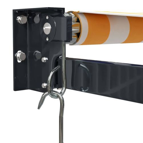 Прибираща се тента жълто и бяло 3x2,5 м плат и алуминий