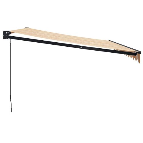 Прибираща се тента жълто и бяло 4x3 м плат и алуминий