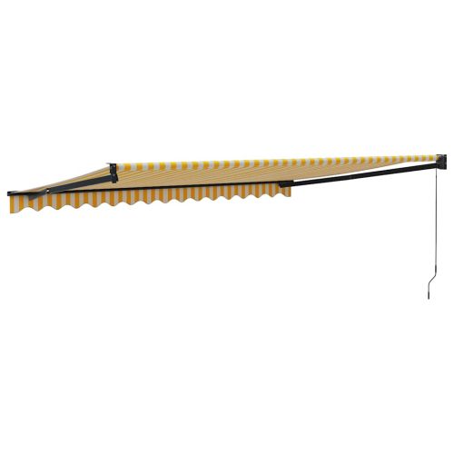 Прибираща се тента жълто и бяло 4x3 м плат и алуминий