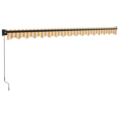 Прибираща се тента жълто и бяло 4x3 м плат и алуминий