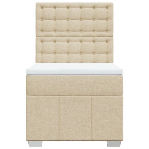 Боксспринг легло с матрак, кремаво, 100x200 см, плат