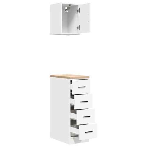 гаражни шкафове, 2 бр, бели, инженерно дърво