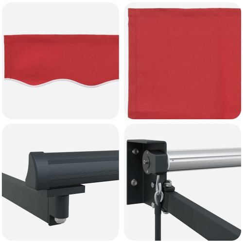 Сгъваем навес Червено 350 x 250 cm Полиестер и алуминий