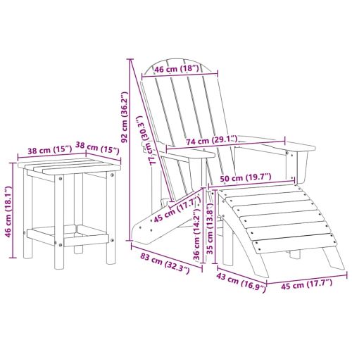 Градински стол 3 pcs Светлосиво Полиетилен