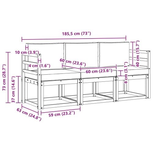 Комплект дивани за открито 3 pcs Натурален и Крема