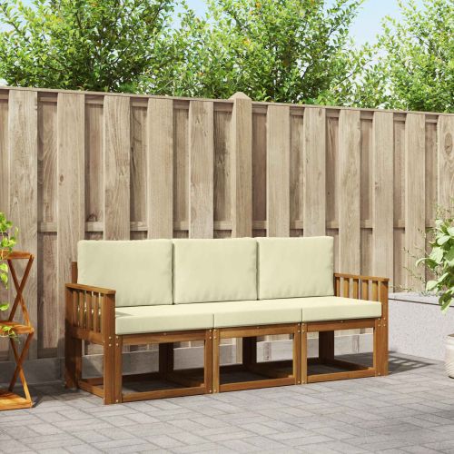Комплект дивани за открито 3 pcs Натурален и Крема