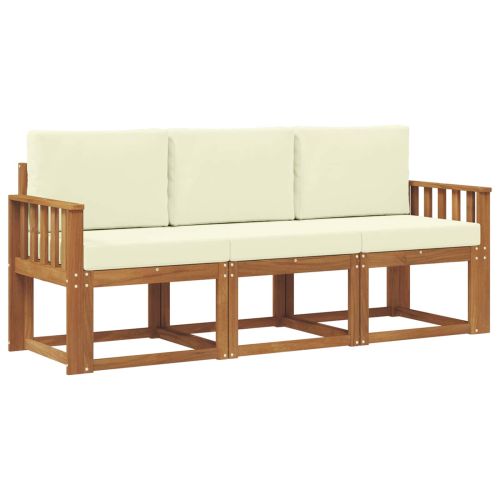 Комплект дивани за открито 3 pcs Натурален и Крема