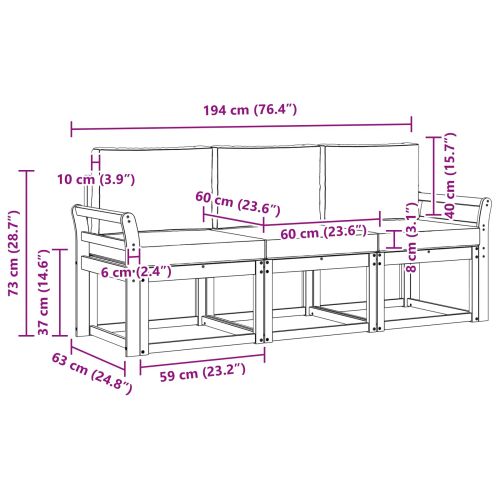 Комплект дивани за открито 3 pcs Естествено и светло сиво