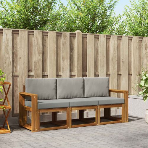 Комплект дивани за открито 3 pcs Естествено и светло сиво