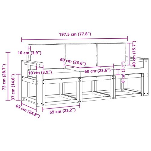 Комплект дивани за открито 3 pcs Естествено и светло сиво