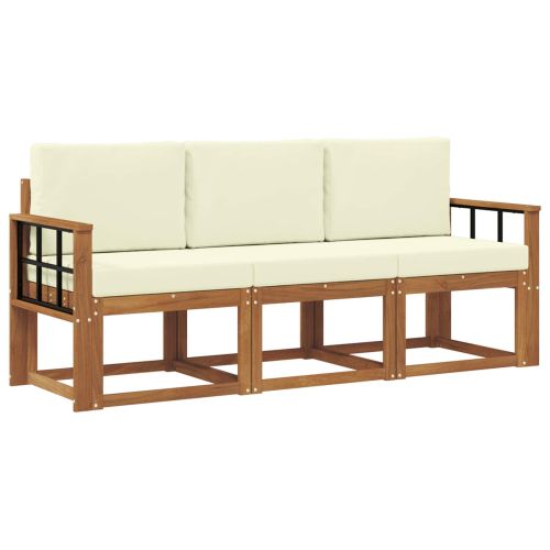 Комплект дивани за открито 3 pcs Натурален и Крема