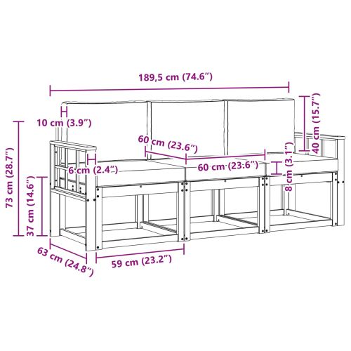 Комплект дивани за открито 3 pcs Естествено и светло сиво