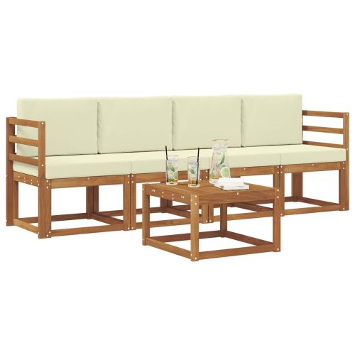 Комплект дивани за открито 5 pcs Натурален и Крема