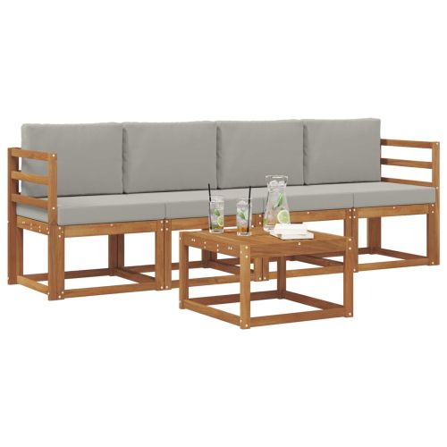 Комплект дивани за открито 5 pcs Естествено и светло сиво