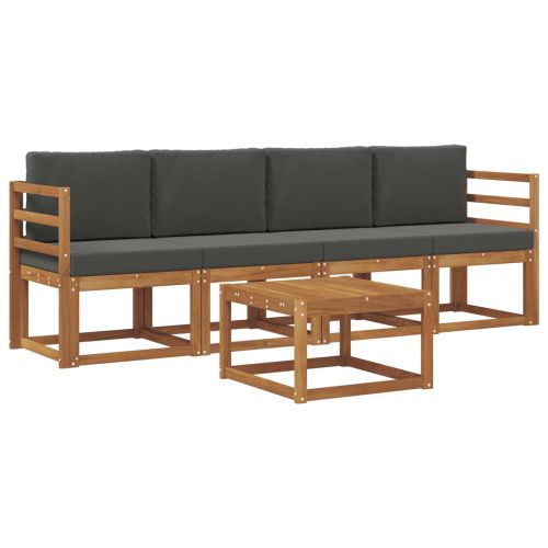 Комплект дивани за открито 5 pcs Натурален и Антрацит