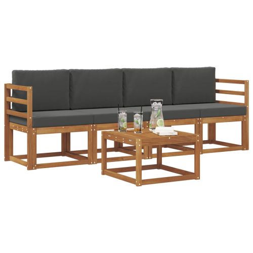 Комплект дивани за открито 5 pcs Натурален и Антрацит