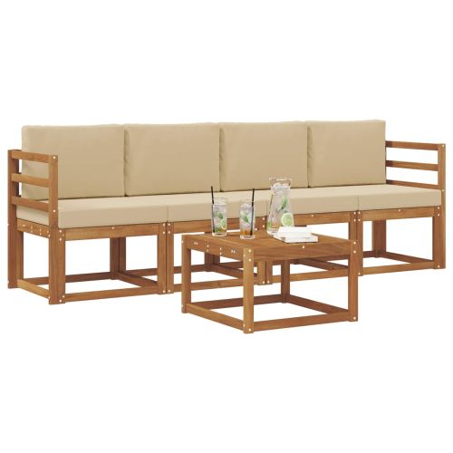Комплект дивани за открито 5 pcs Натурален и Бежов