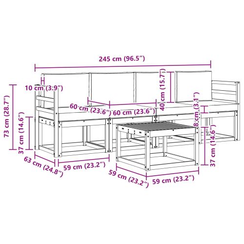 Комплект дивани за открито 5 pcs Натурален и Бежов