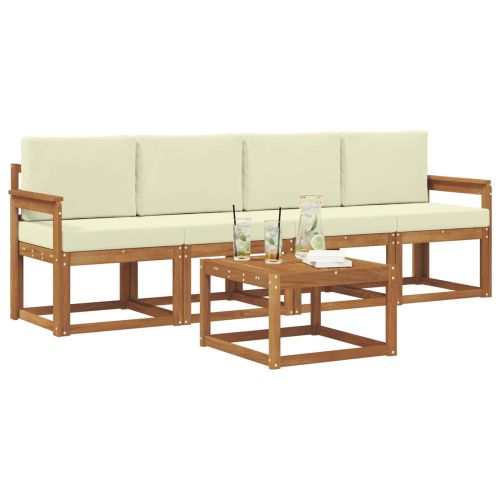 Комплект дивани за открито 5 pcs Натурален и Крема