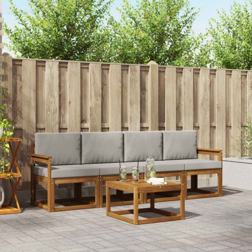 Комплект дивани за открито 5 pcs Естествено и светло сиво